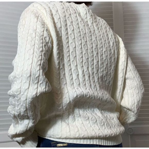 Vintage Cotton Crewneck Knit Sweater Large - Picture 4 of 8